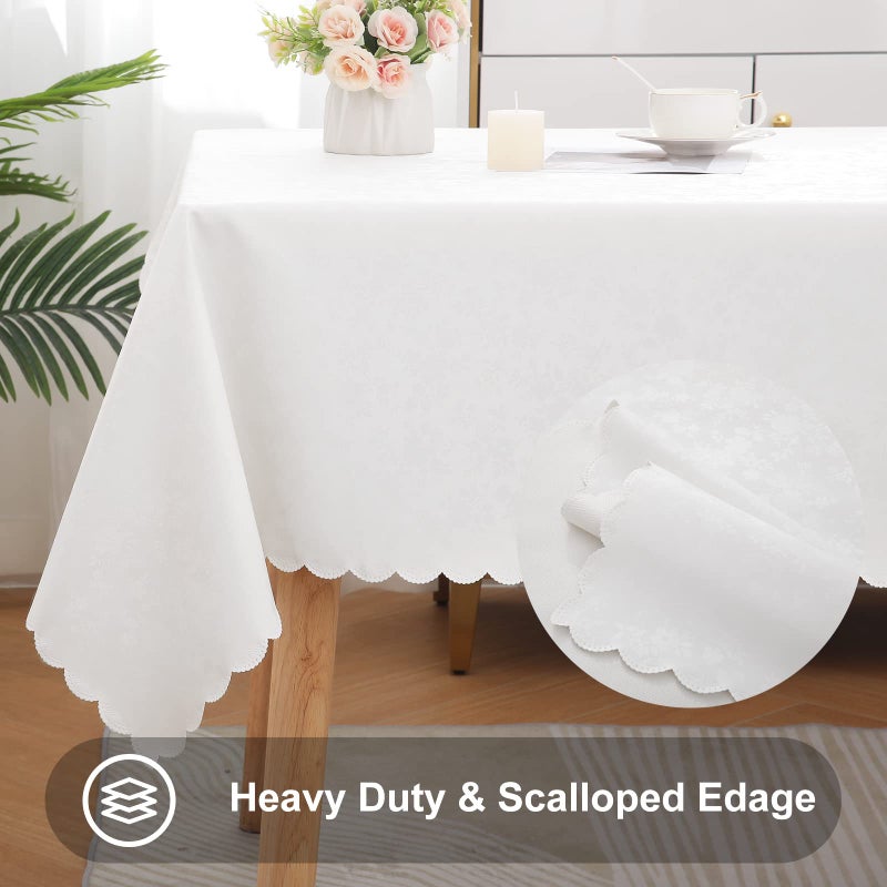 Smiry Rectangle Table Cloth, Waterproof Heavy Duty Vinyl Tablecloths, Wipeable Washable Table Cover for Kitchen and Dining Room (White, 60" X 102") - Image 5